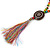 Long Multicoloured Wood Bead Cotton Tassel Necklace - 90cm L/ 15cm Tassel - view 5