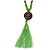 Long Spring Green Wood Bead Cotton Tassel Necklace - 90cm L/ 15cm Tassel - view 4