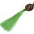 Long Spring Green Wood Bead Cotton Tassel Necklace - 90cm L/ 15cm Tassel - view 5