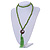 Long Spring Green Wood Bead Cotton Tassel Necklace - 90cm L/ 15cm Tassel - view 2