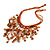 Burnt Orange Shell Nugget, Glass Bead Fringe Necklace - 42cm L/ 13cm Front Drop - view 4