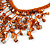Burnt Orange Shell Nugget, Glass Bead Fringe Necklace - 42cm L/ 13cm Front Drop - view 5