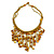 Mustard Yellow Shell Nugget, Glass Bead Fringe Necklace - 42cm L/ 11cm Front Drop - view 3