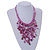 Pink Shell Nugget, Glass Bead Fringe Necklace - 42cm L/ 11cm Front Drop - view 2