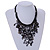 Black Shell Nugget, Glass Bead Fringe Necklace - 42cm L/ 11cm Front Drop - view 2