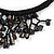 Black Shell Nugget, Glass Bead Fringe Necklace - 42cm L/ 11cm Front Drop - view 4