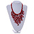 Red Shell Nugget, Glass Bead Fringe Necklace - 42cm L/ 11cm Front Drop - view 6