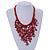 Red Shell Nugget, Glass Bead Fringe Necklace - 42cm L/ 11cm Front Drop - view 2