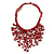 Red Shell Nugget, Glass Bead Fringe Necklace - 42cm L/ 11cm Front Drop - view 3