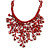 Red Shell Nugget, Glass Bead Fringe Necklace - 42cm L/ 11cm Front Drop