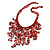 Red Shell Nugget, Glass Bead Fringe Necklace - 42cm L/ 11cm Front Drop - view 7