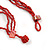 Red Shell Nugget, Glass Bead Fringe Necklace - 42cm L/ 11cm Front Drop - view 5