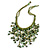 Green/ Olive Shell Nugget, Glass Bead Fringe Necklace - 42cm L/ 11cm Front Drop - view 4