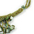 Green/ Olive Shell Nugget, Glass Bead Fringe Necklace - 42cm L/ 11cm Front Drop - view 6