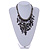 Silver Grey Shell Nugget, Glass Bead Fringe Necklace - 42cm L/ 11cm Front Drop - view 7