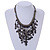 Silver Grey Shell Nugget, Glass Bead Fringe Necklace - 42cm L/ 11cm Front Drop - view 3