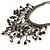 Silver Grey Shell Nugget, Glass Bead Fringe Necklace - 42cm L/ 11cm Front Drop - view 4