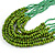 Statement Green Wood and Glass Bead Multistrand Necklace - 76cm L - view 3