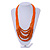 Statement Orange Wood and Glass Bead Multistrand Necklace - 78cm L - view 3