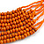 Statement Orange Wood and Glass Bead Multistrand Necklace - 78cm L - view 5