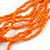 Statement Orange Wood and Glass Bead Multistrand Necklace - 78cm L - view 6