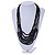 Statement Black Wood and Glass Bead Multistrand Necklace - 76cm L - view 2