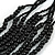 Statement Black Wood and Glass Bead Multistrand Necklace - 76cm L - view 4