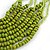 Statement Olive Wood and Salad Green Glass Bead Multistrand Necklace - 74cm L - view 4