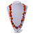 Orange Round and Button Wood Bead Long Necklace - 90cm L - view 2