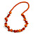 Orange Round and Button Wood Bead Long Necklace - 90cm L - view 3