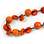 Orange Round and Button Wood Bead Long Necklace - 90cm L - view 4