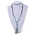 Trendy Turquoise, Sea Shell, Faux Tree Seed, Hematite Glass Bead Light Grey Cotton Tassel Long Necklace - 90cm L/ 12cm Tassel - view 2