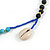 Trendy Turquoise, Sea Shell, Faux Tree Seed, Glass Bead Blue Cotton Tassel Long Necklace - 90cm L/ 12cm Tassel - view 6