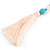 Trendy Turquoise, Sea Shell, Faux Tree Seed, White Glass Bead Cream Cotton Tassel Long Necklace - 90cm L/ 12cm Tassel - view 4