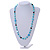 Light Blue Pearl, Black Glass and Ceramic Beaded Necklace - 72cm L/ 4cm Ext - view 2