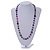 Purple Pearl Style, Black Glass and Floral Ceramic Beaded Necklace - 72cm L/ 4cm Ext - view 2