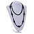 Long Black Ceramic Bead Cord Necklace - 120cm Long - view 2