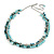 Statement Light Blue Glass, Teal Nugget Silver Tone Chain Necklace - 60cm L/ 8cm Ext - view 3