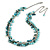 Statement Light Blue Glass, Teal Nugget Silver Tone Chain Necklace - 60cm L/ 8cm Ext