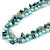 Statement Light Blue Glass, Teal Nugget Silver Tone Chain Necklace - 60cm L/ 8cm Ext - view 4