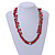 Statement Glass, Nugget Silver Tone Chain Necklace in (Red) - 60cm L/ 8cm Ext - view 2