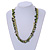 Green Glass Bead, Shell Nugget, Elephant Charm with Silver Tone Chain Necklace - 60cm L/ 10cm Ext - view 2