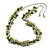 Green Glass Bead, Shell Nugget, Elephant Charm with Silver Tone Chain Necklace - 60cm L/ 10cm Ext