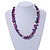 Statement Purple Glass, Violet Nugget Silver Tone Chain Necklace - 60cm L/ 8cm Ext - view 2