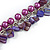 Statement Purple Glass, Violet Nugget Silver Tone Chain Necklace - 60cm L/ 8cm Ext - view 4