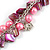 Statement Pink Glass, Magenta Nugget Silver Tone Chain Necklace - 60cm L/ 8cm Ext - view 4
