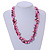 Statement Pink Glass, Magenta Nugget Silver Tone Chain Necklace - 60cm L/ 8cm Ext - view 2