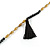 Statement Long Sea Shell, Crystal and Acrylic Bead with Multi Cotton Tassel Necklace (Black/ Gold) - 96cm L - view 4