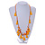 Statement Long Sea Shell, Crystal and Acrylic Bead with Multi Cotton Tassel Necklace (Orange/ Gold) - 96cm L - view 2