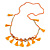 Statement Long Sea Shell, Crystal and Acrylic Bead with Multi Cotton Tassel Necklace (Orange/ Gold) - 96cm L